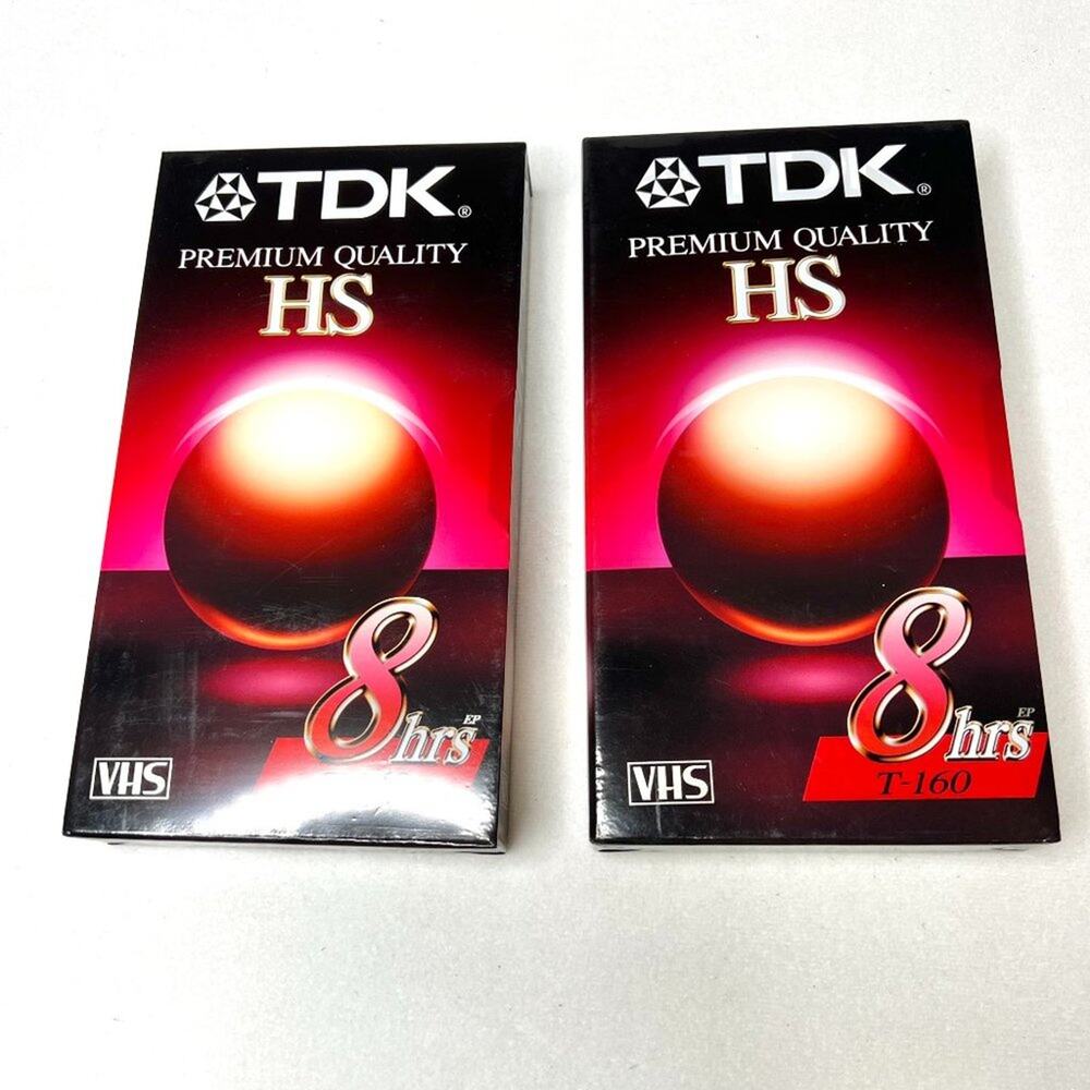 Two Vintage TDK Premium Quality HS 8 Hr Recording VHS Tapes New